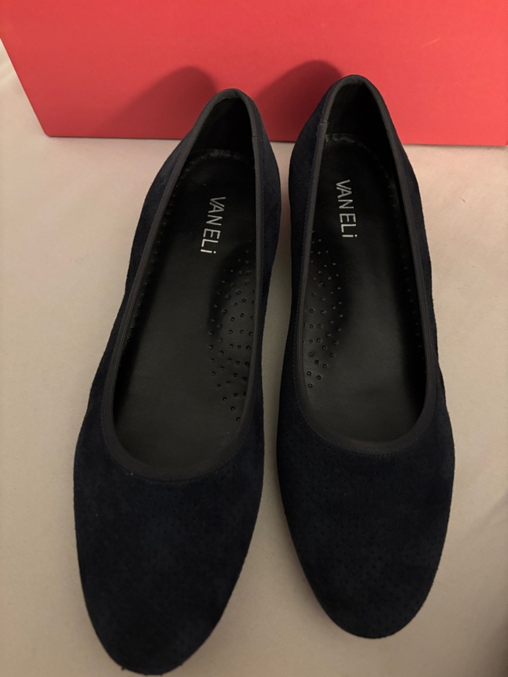 Van Eli Navy Suede Slide Sandals with Round Toe
